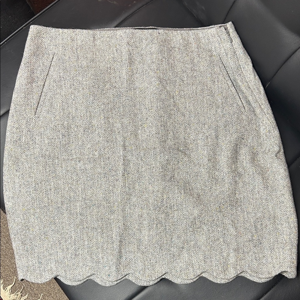 Talbots Gray Herringbone Mini Skirt